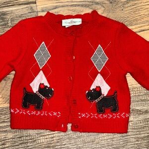 Rare Editions 2T Red Cardigan with Dog Design